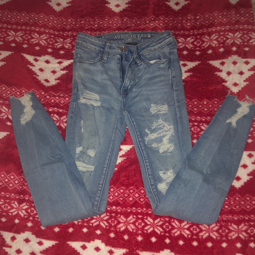 AE skinny ripped jeans (00 long)